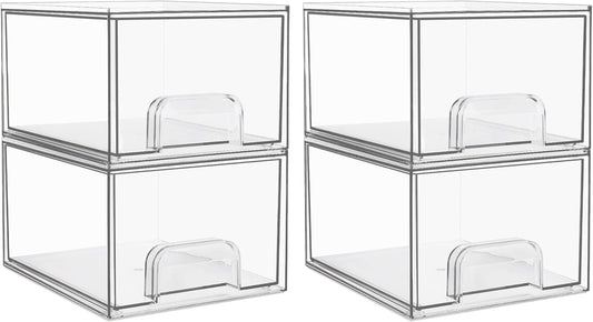 Clear Stackable Storage Drawers - Acrylic Makeup Organizer