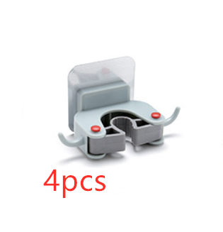 Nail-Free Wall Mount Mop and Broom Holder with Double Hooks