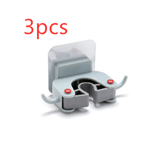 Nail-Free Wall Mount Mop and Broom Holder with Double Hooks