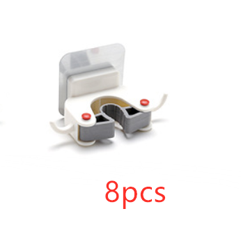 Nail-Free Wall Mount Mop and Broom Holder with Double Hooks