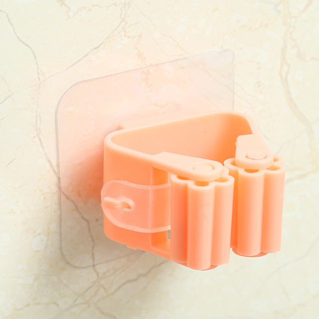 Nail-Free Adhesive Mop and Broom Wall Holder