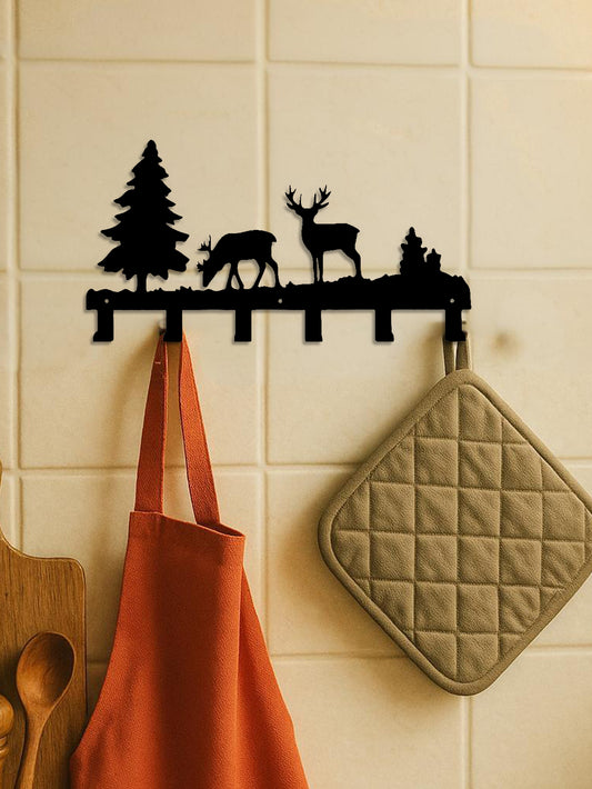 Wall Metal Elk Key Hook Rack - Wall Organizer For Clothes, Bags Entryway Decor
