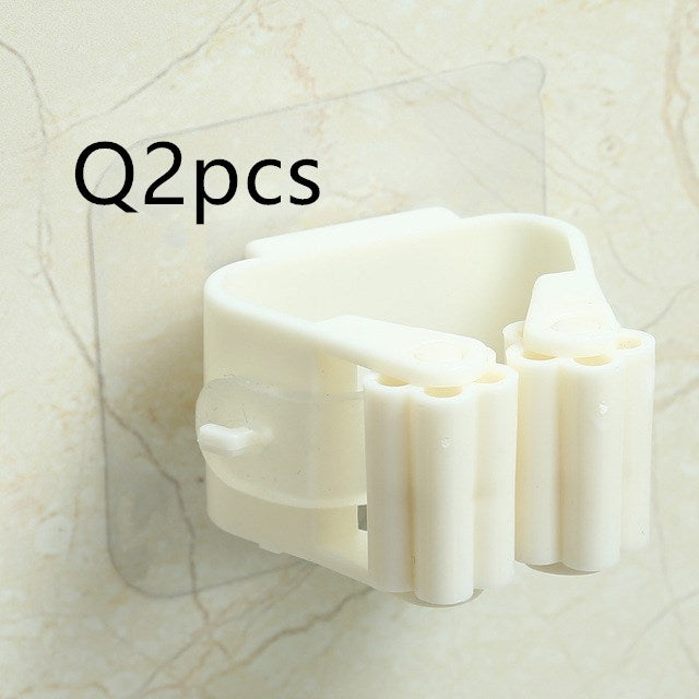Nail-Free Adhesive Mop and Broom Wall Holder