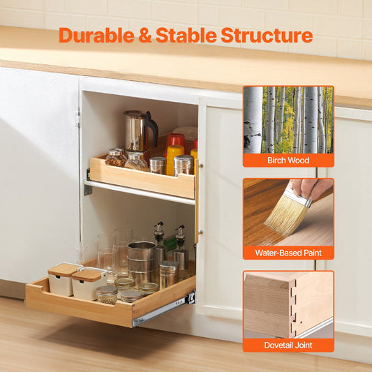Pull Out Wood Cabinet Organizer with Soft Close - 17"W x 21"D