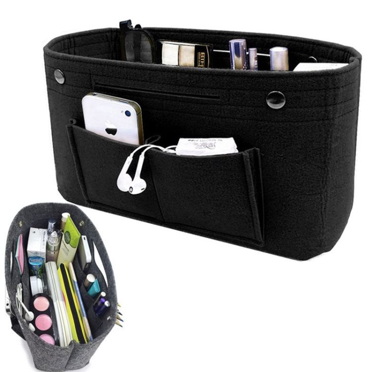 Multi-Pocket Felt Purse Organizer Insert & Makeup Bag