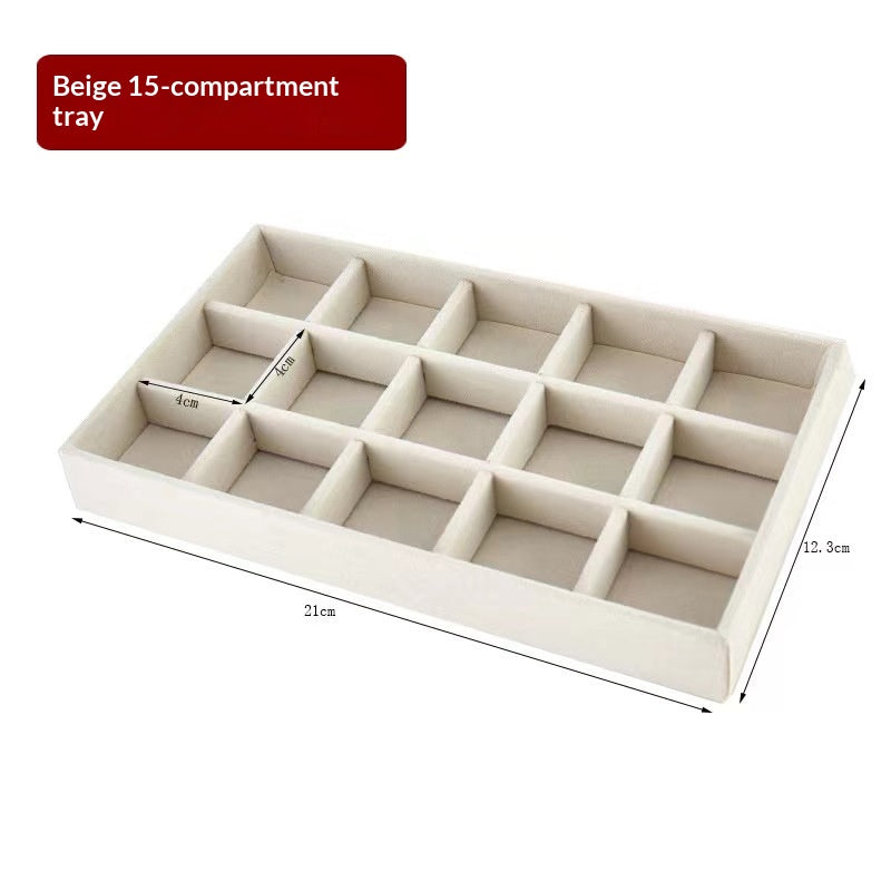 Beige Velvet Jewelry Drawer Organizer & Storage Tray