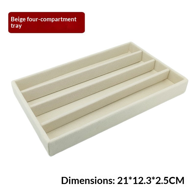 Beige Velvet Jewelry Drawer Organizer & Storage Tray