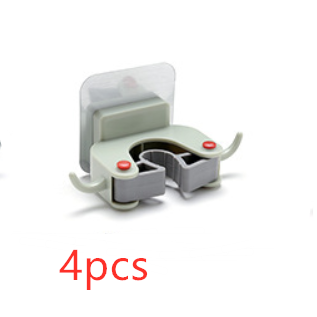 Nail-Free Wall Mount Mop and Broom Holder with Double Hooks