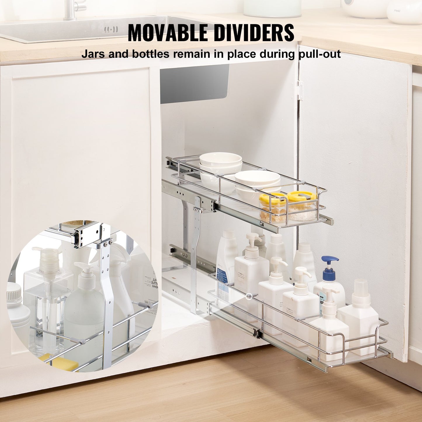 2-Tier Wire Pull-Out Under Sink Organizer, 8.5"W x 21"D x 15"H