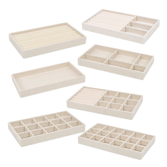Beige Velvet Jewelry Drawer Organizer & Storage Tray