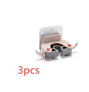 Nail-Free Wall Mount Mop and Broom Holder with Double Hooks