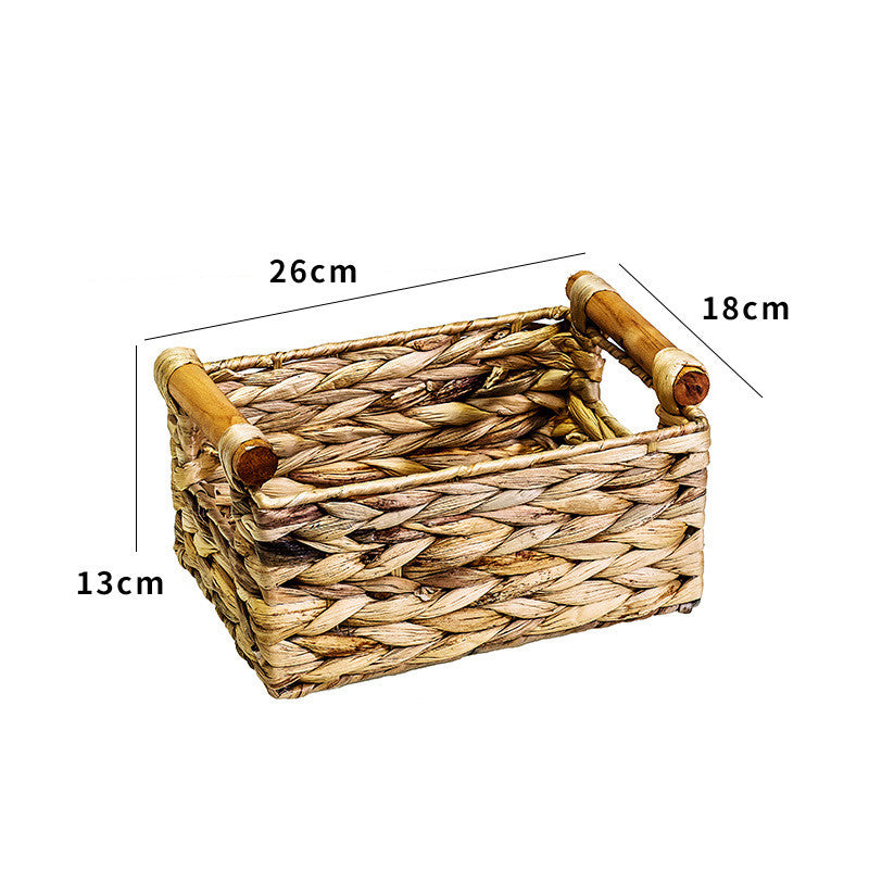Woven Straw Storage Basket Organizer - 26x18x13 cm