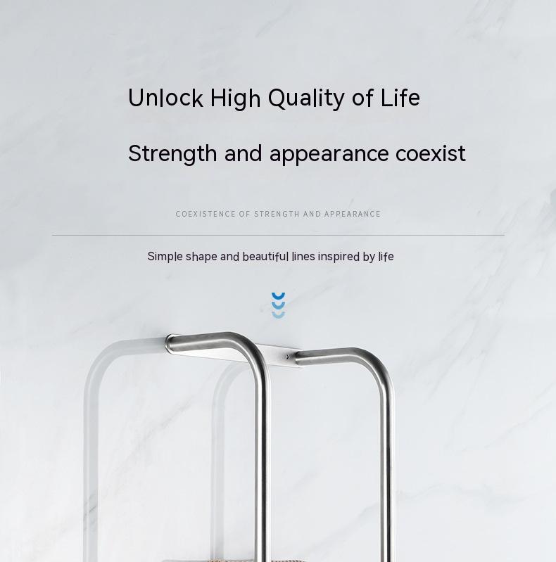 Wall Mounted Stainless Steel Towel Rack - No-Drill Design