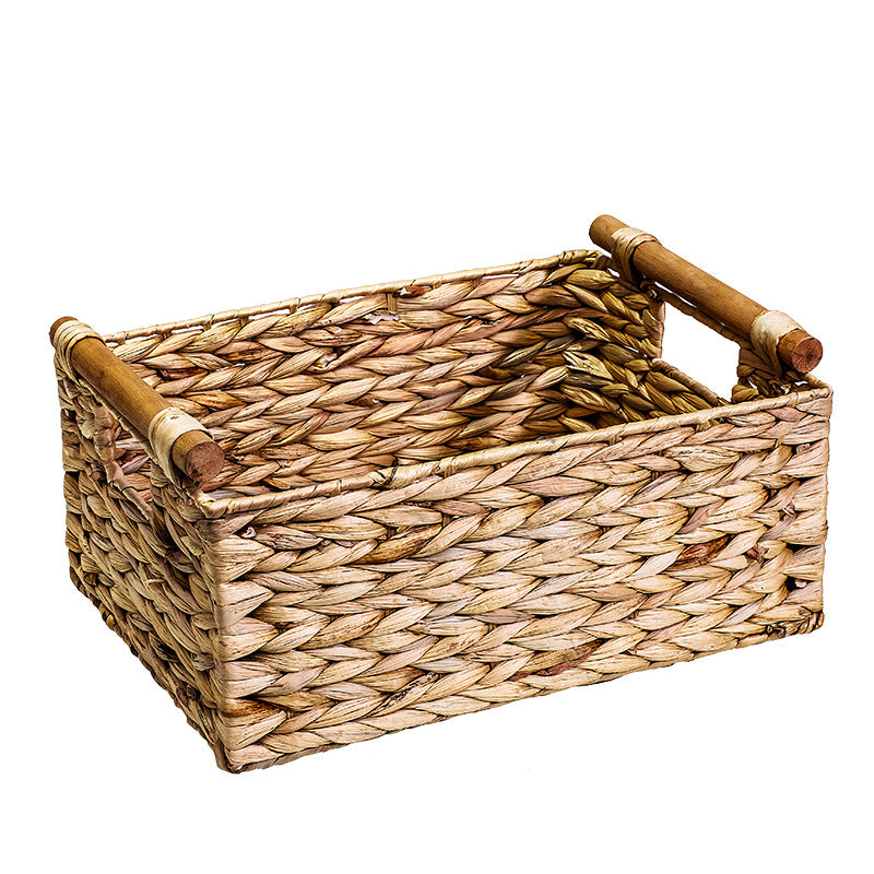 Woven Straw Storage Basket Organizer - 26x18x13 cm