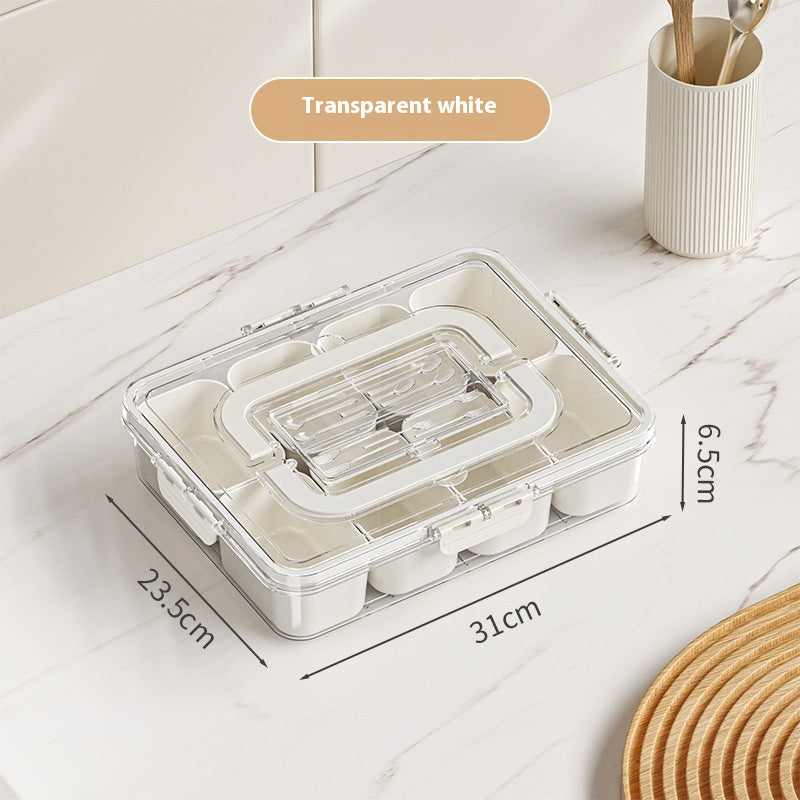 8-Grid Divided Snack Box & Serving Tray with Lid