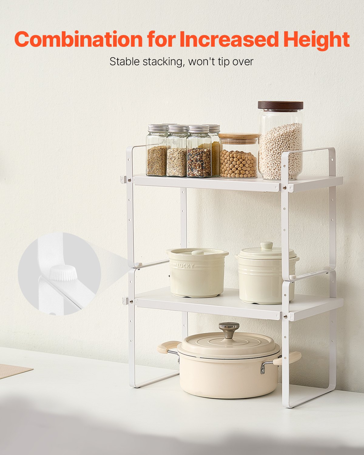2-Tier Expandable Steel Kitchen Cabinet Organizer Shelf