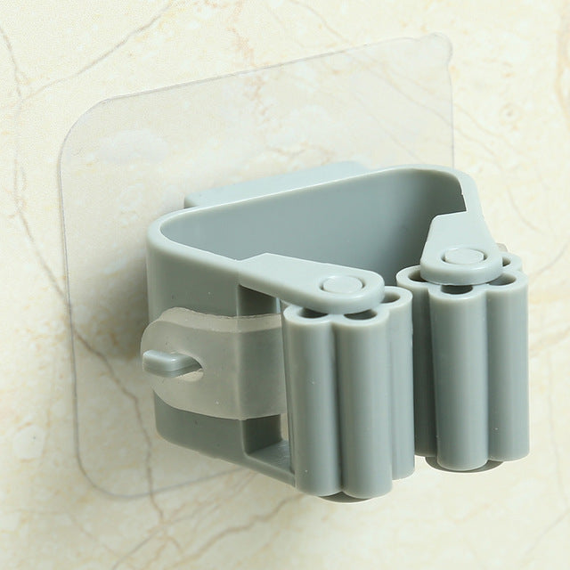 Nail-Free Adhesive Mop and Broom Wall Holder