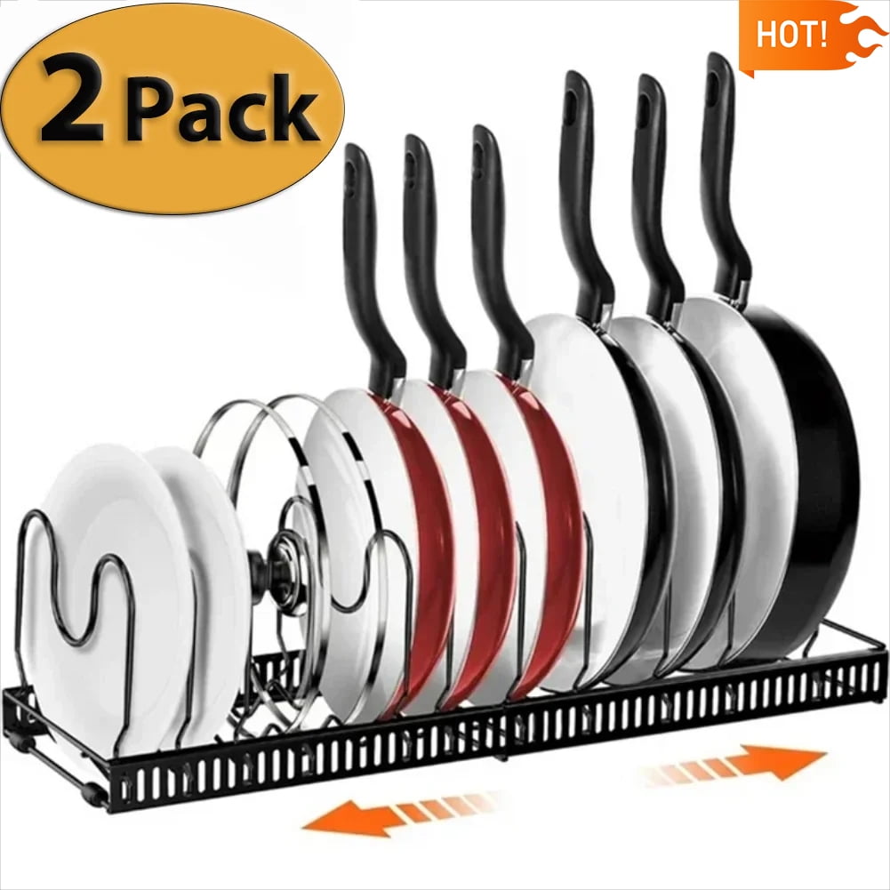 2-Pack Expandable Pot Lid and Pan Organizer Rack