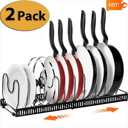 2-Pack Expandable Pot Lid and Pan Organizer Rack