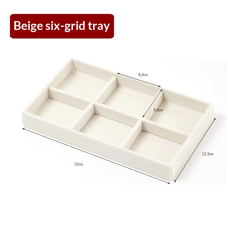Beige Velvet Jewelry Drawer Organizer & Storage Tray