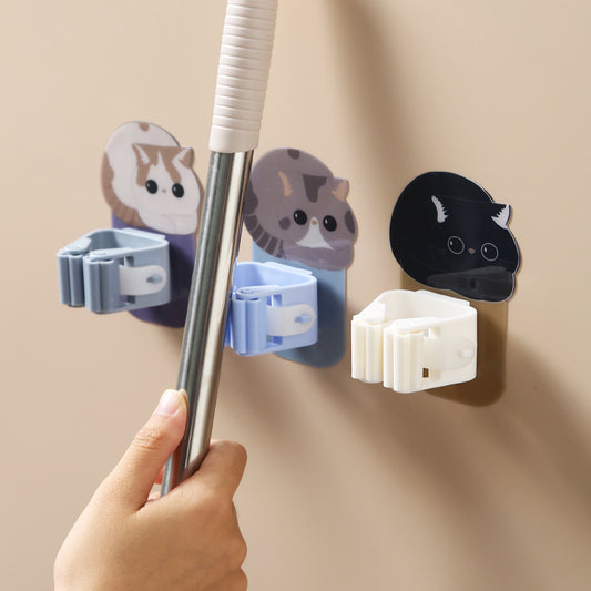 Self-Adhesive Mop and Broom Holder Clip for Wall Storage