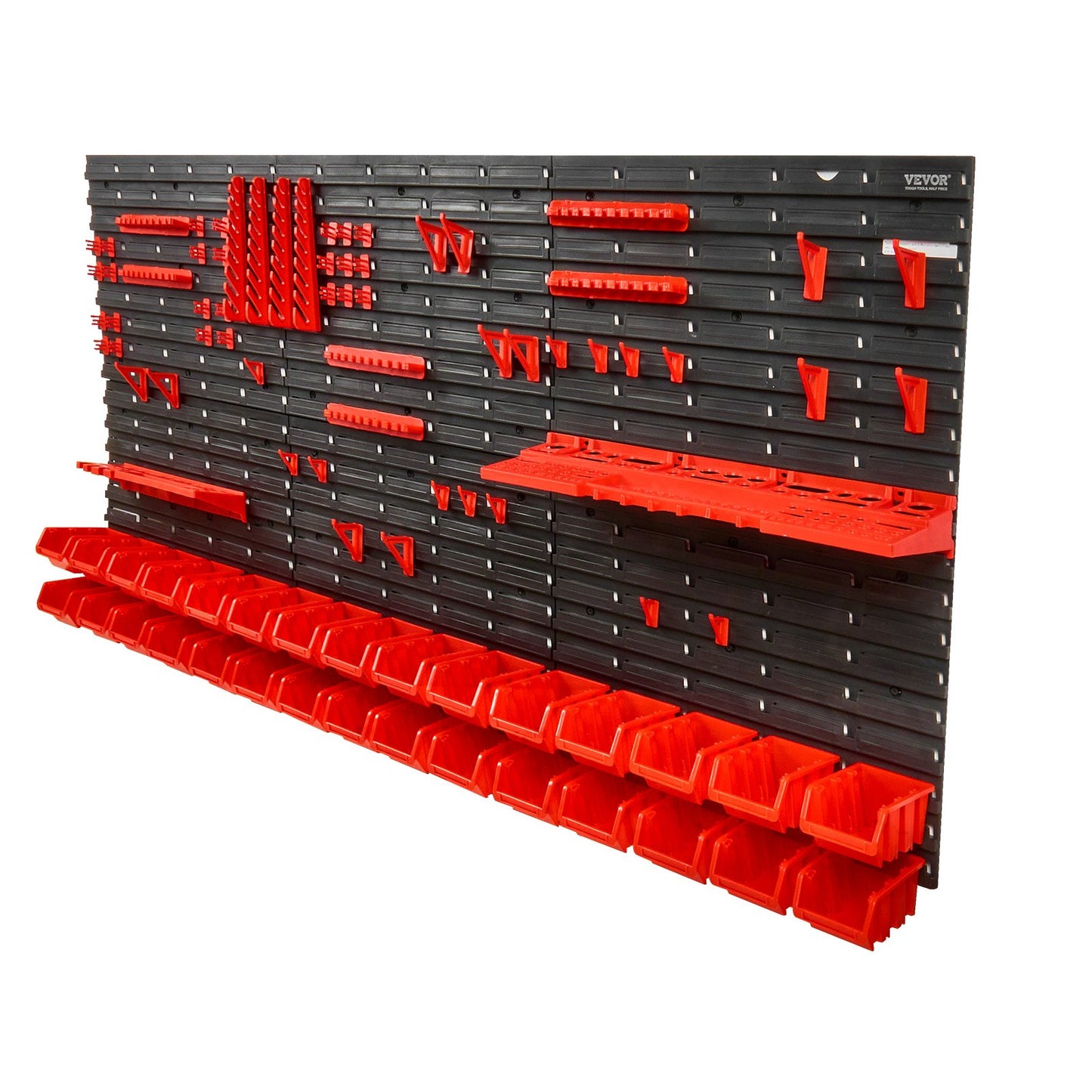 30-Compartment Wall-Mounted Plastic Parts Organizer Rack