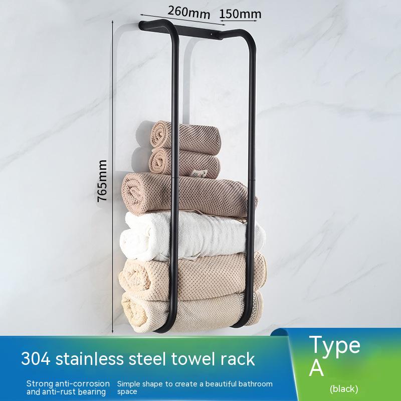 Wall Mounted Stainless Steel Towel Rack - No-Drill Design