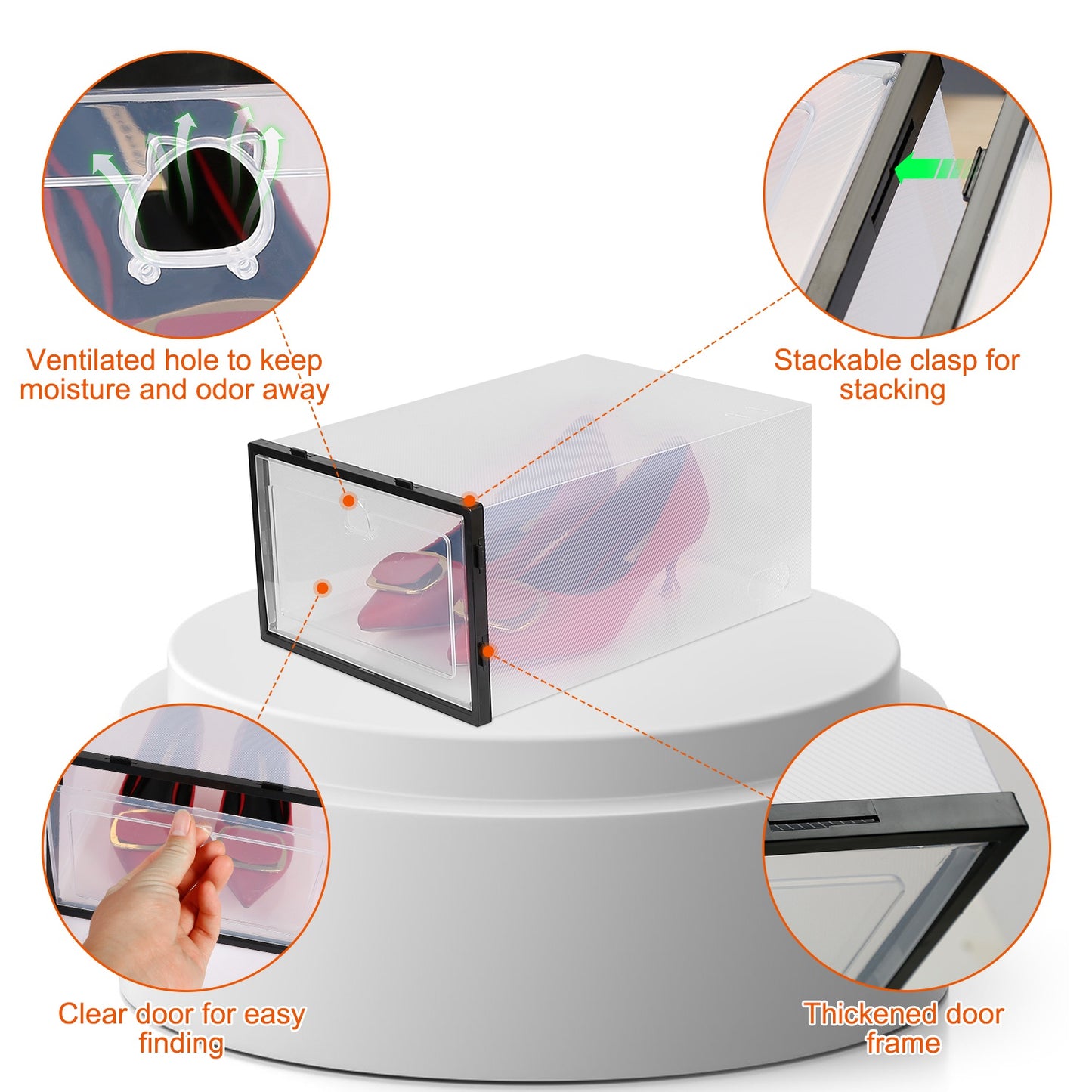 6-Pack Stackable & Collapsible PP Plastic Shoe Storage Bins