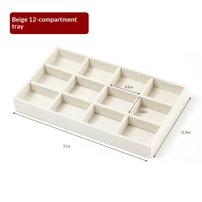 Beige Velvet Jewelry Drawer Organizer & Storage Tray