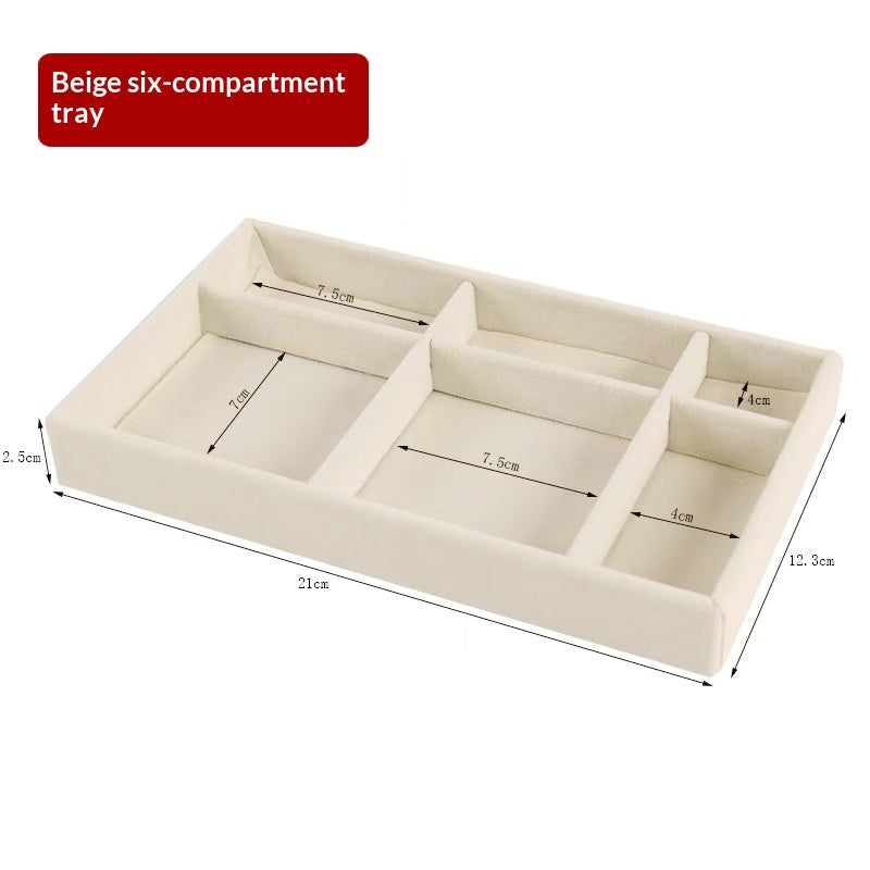 Beige Velvet Jewelry Drawer Organizer & Storage Tray