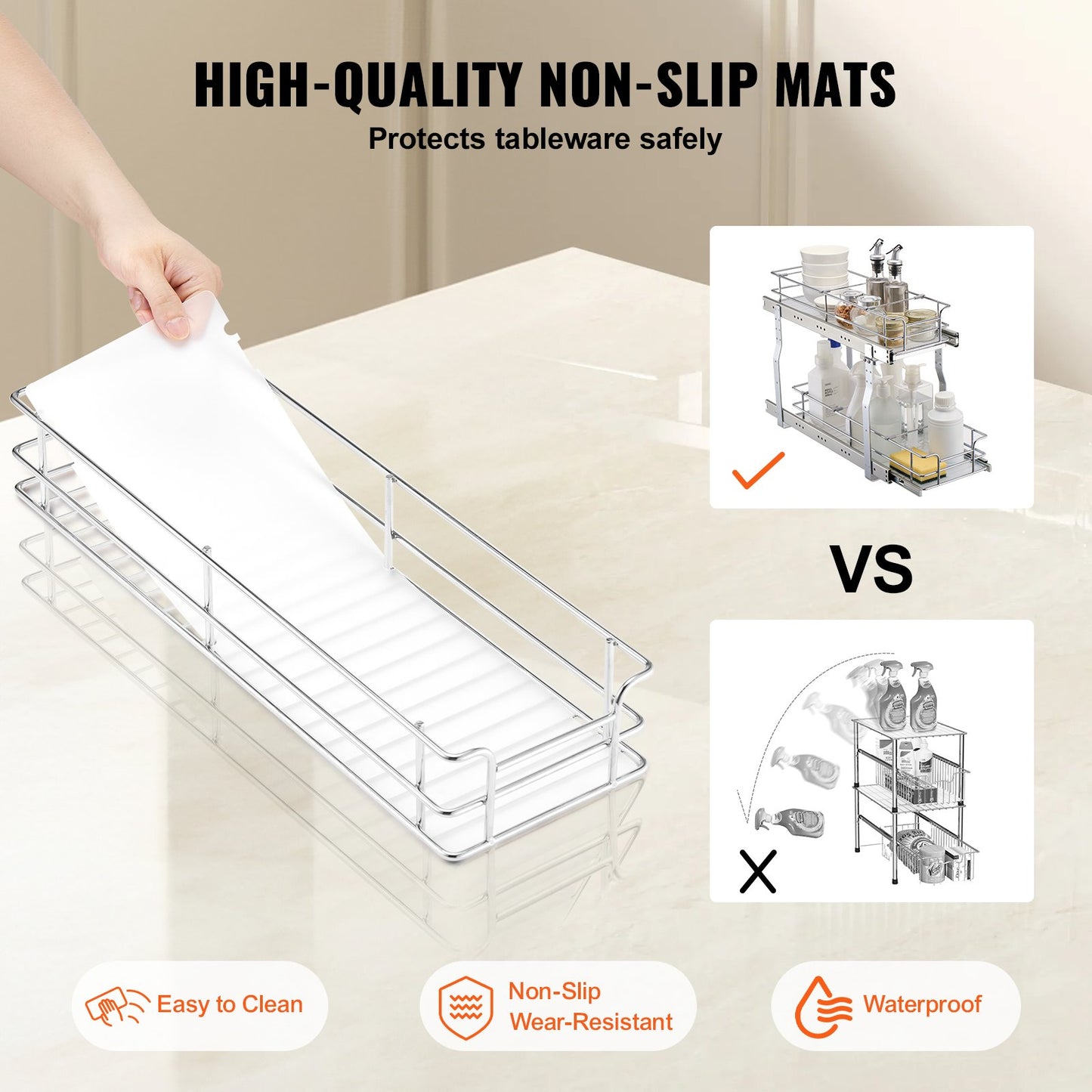 2-Tier Wire Pull-Out Under Sink Organizer, 8.5"W x 21"D x 15"H