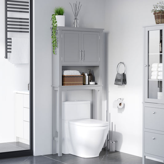 Grey Over-the-Toilet Bathroom Storage Cabinet with Shelves