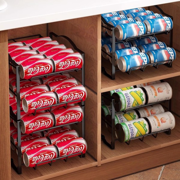 Set of 2 Metal Soda Can Organizer Racks for Refrigerator