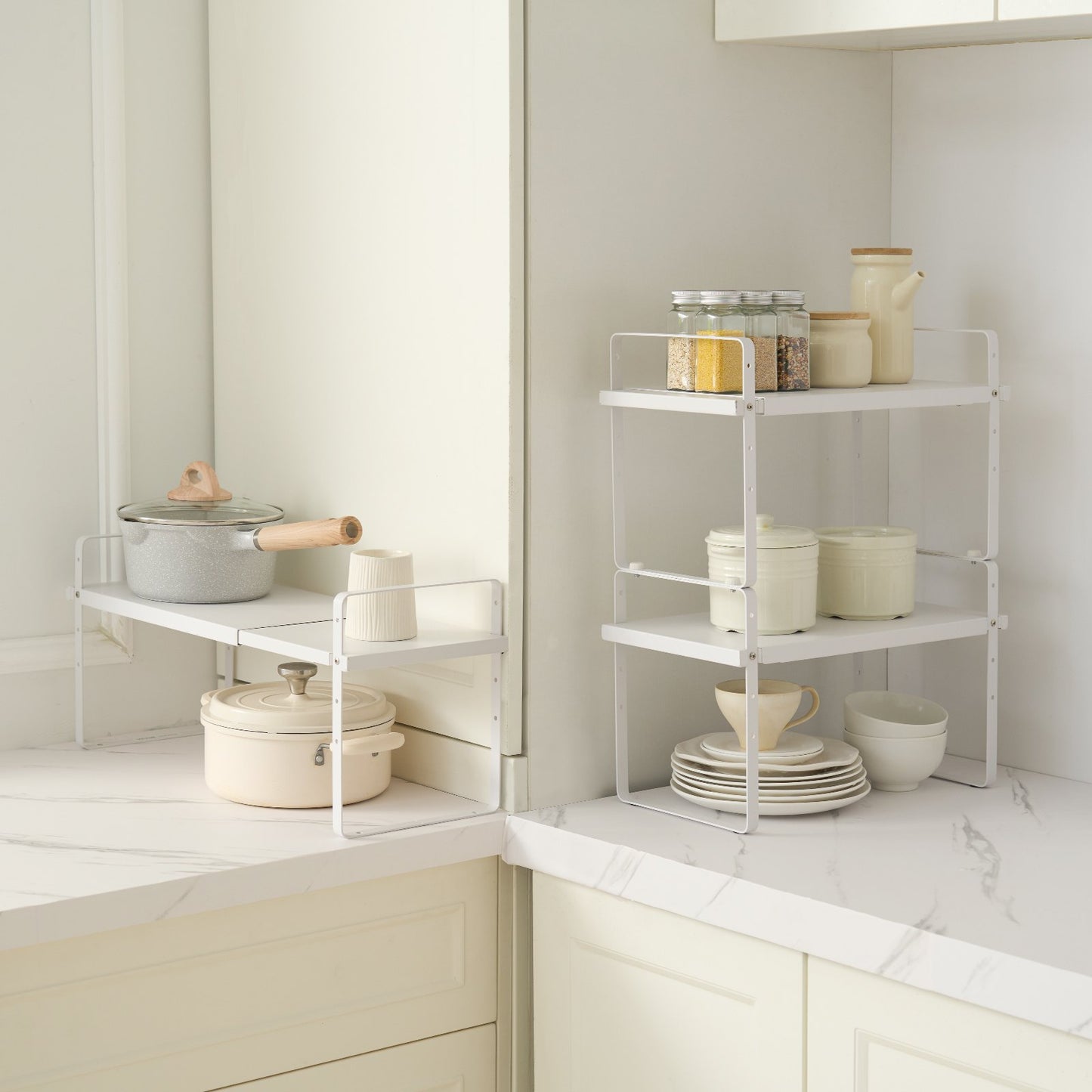 2-Tier Expandable Steel Kitchen Cabinet Organizer Shelf
