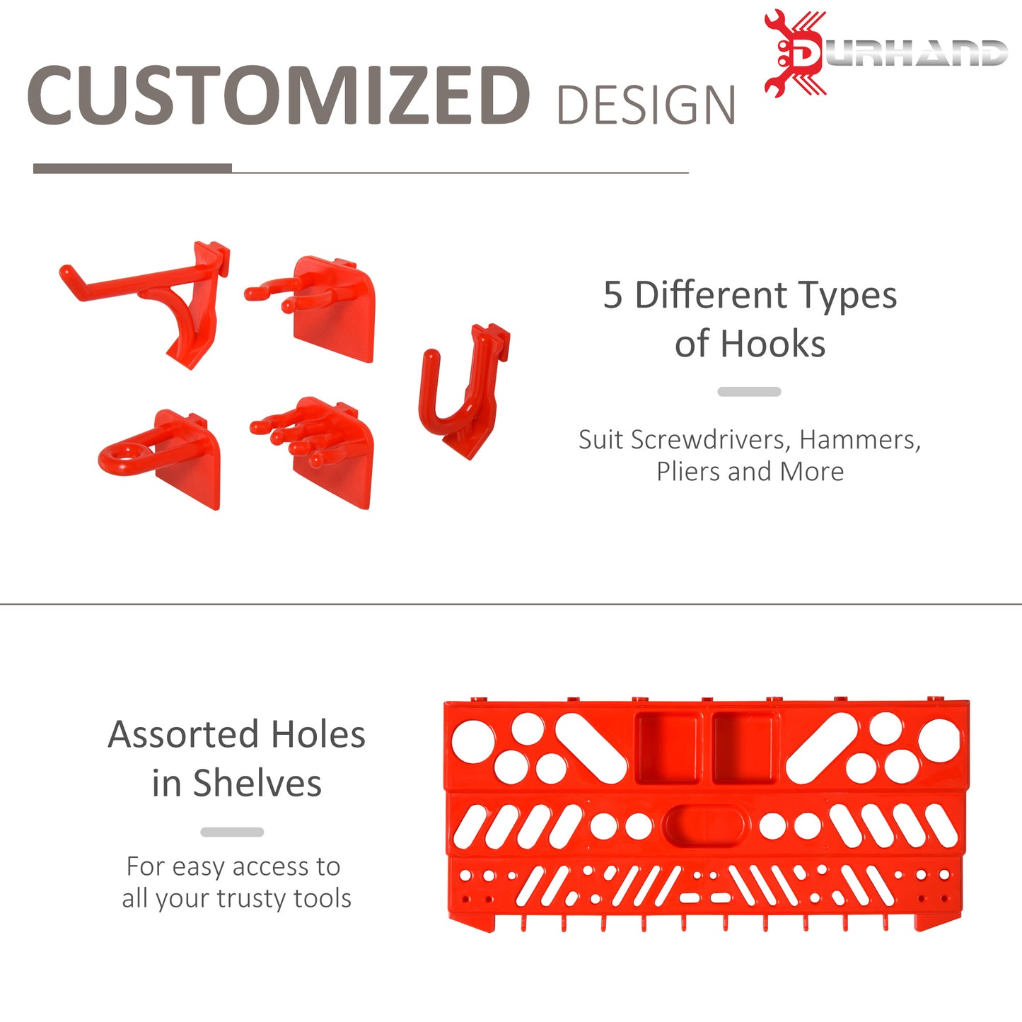 54-Piece Wall Mounted Pegboard and Shelf Tool Organizer