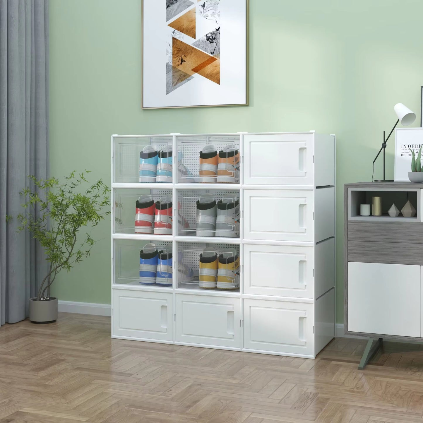 12-Pack Stackable Clear Plastic Shoe Storage Boxes