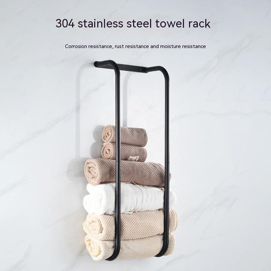 Wall Mounted Stainless Steel Towel Rack - No-Drill Design