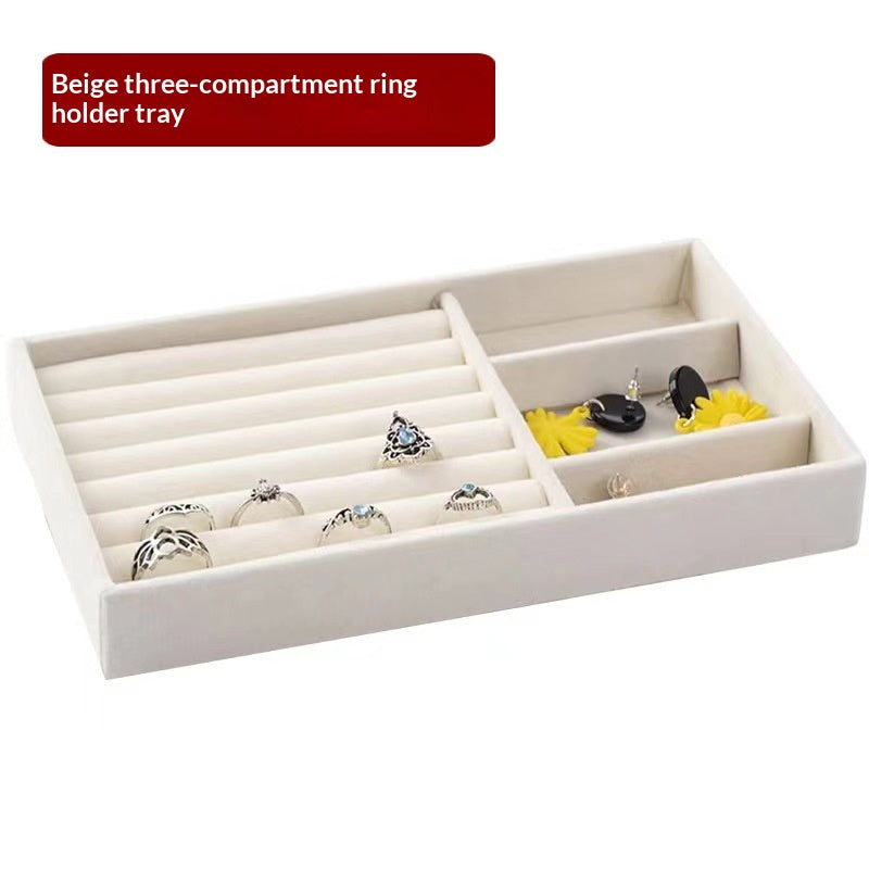 Beige Velvet Jewelry Drawer Organizer & Storage Tray