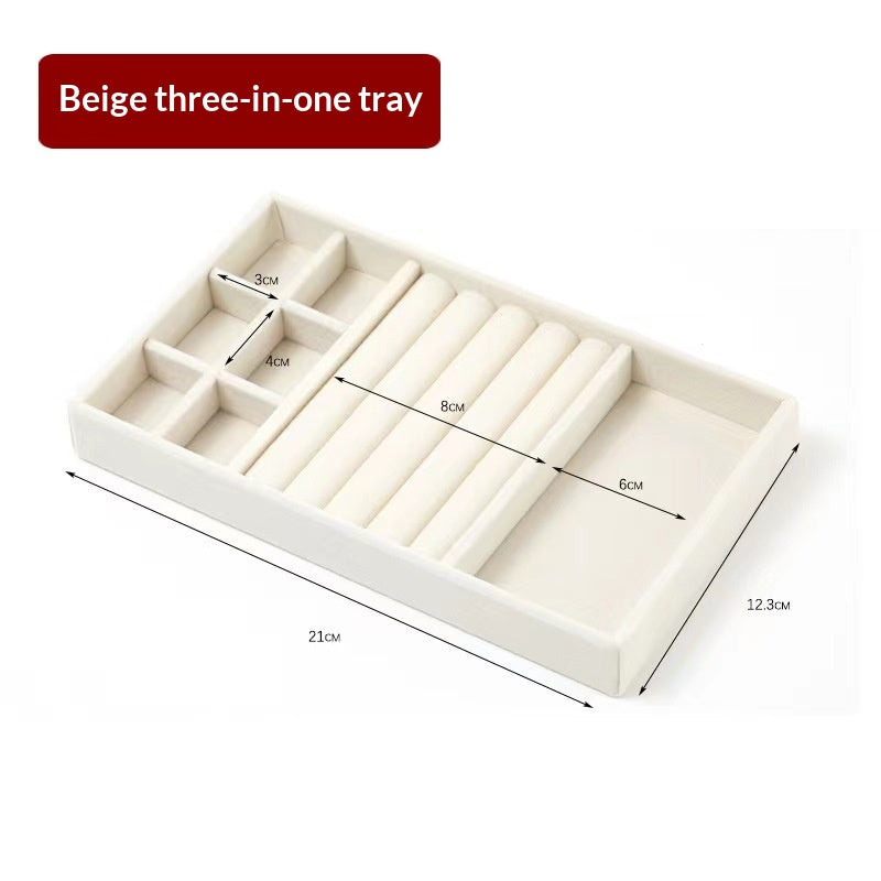 Beige Velvet Jewelry Drawer Organizer & Storage Tray