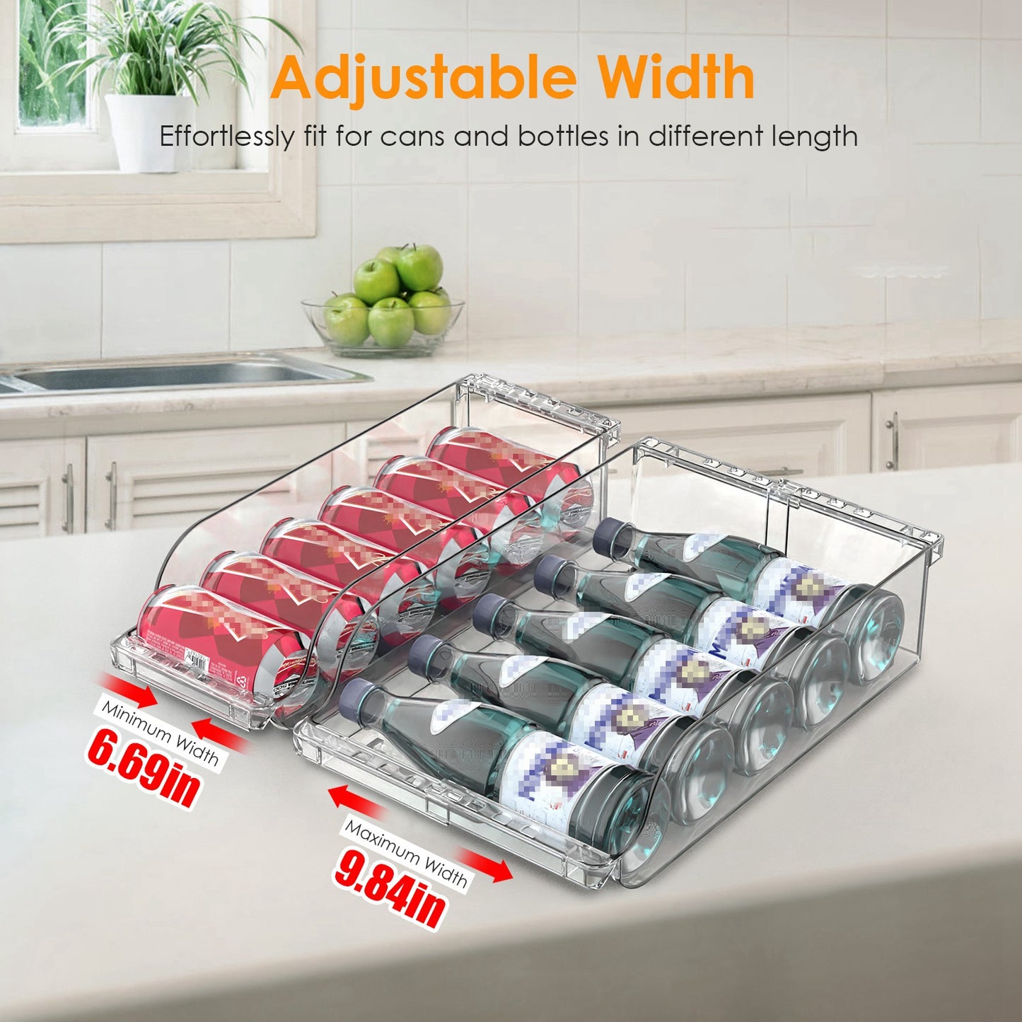 4Pcs Adjustable Width Clear Soda Can Organizers for Fridge