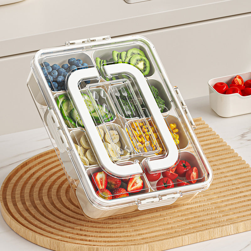 8-Grid Divided Snack Box & Serving Tray with Lid