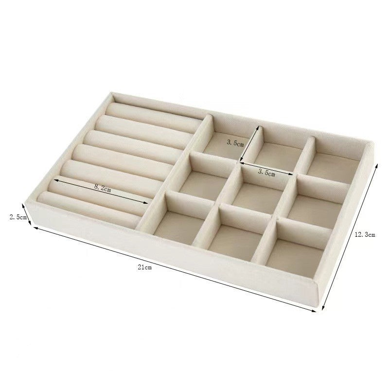 Beige Velvet Jewelry Drawer Organizer & Storage Tray
