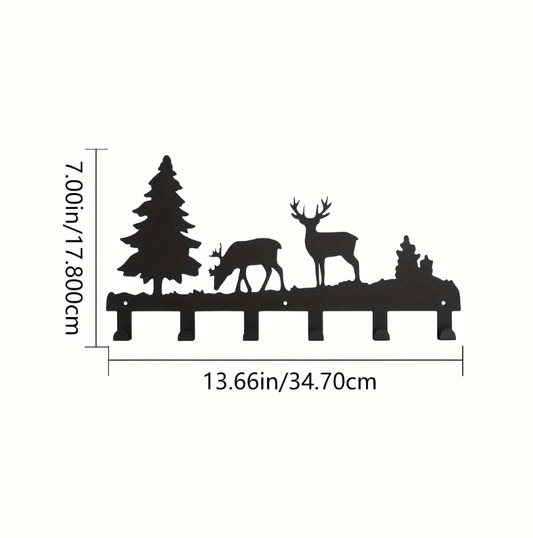 Wall Metal Elk Key Hook Rack - Wall Organizer For Clothes, Bags Entryway Decor