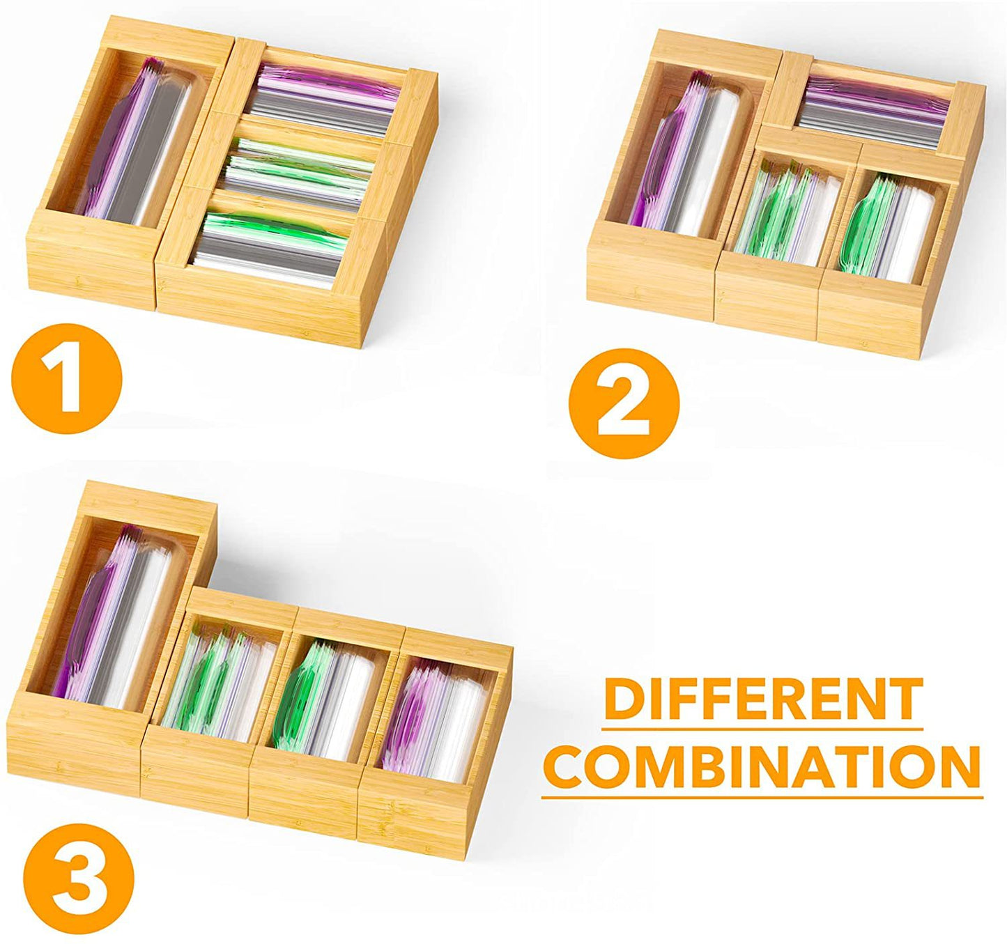 Bamboo Kitchen Storage Box for Sandwich Bags & Wrappers