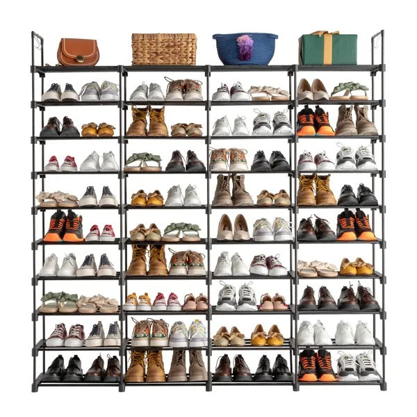 10-Tier Metal Shoe Rack Organizer - Holds Up to 80 Pairs